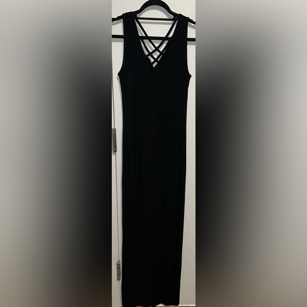 BEBE Size SMALL Black Ribbed Dress